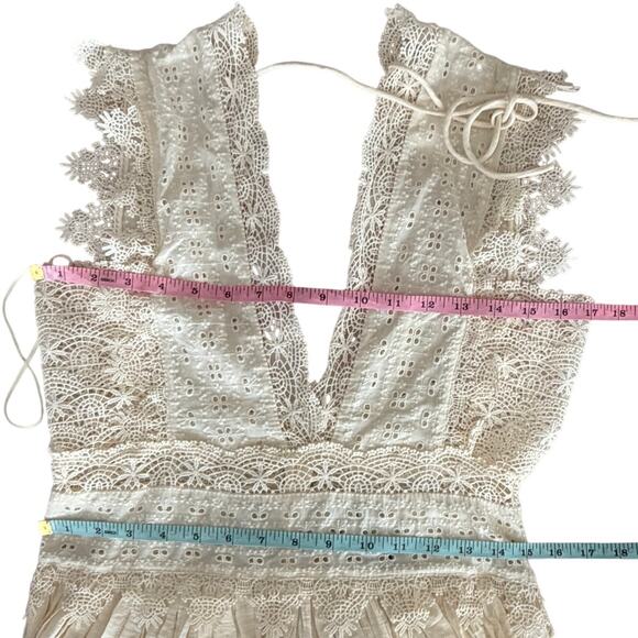 Zara ZW Collection Lace Strap Midi Dress Cream V-Neck Open Back Size M NWT - Picture 5 of 7